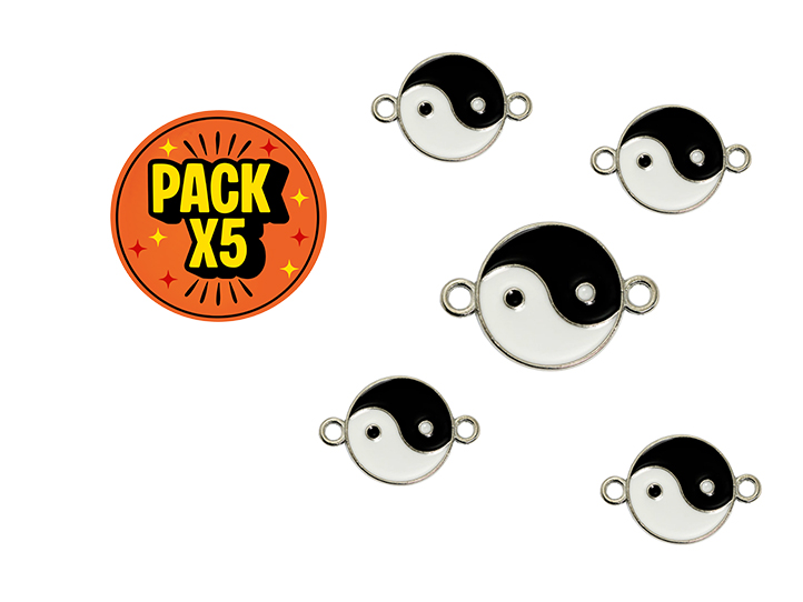 Dije Esmaltado Ying Yang Doble Agarre 4350 X 5 Unidades